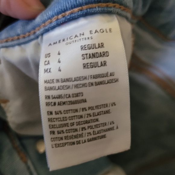 American Eagle Outfitters Light wash button fly denim jeans high rise crop 4 - Picture 4 of 6